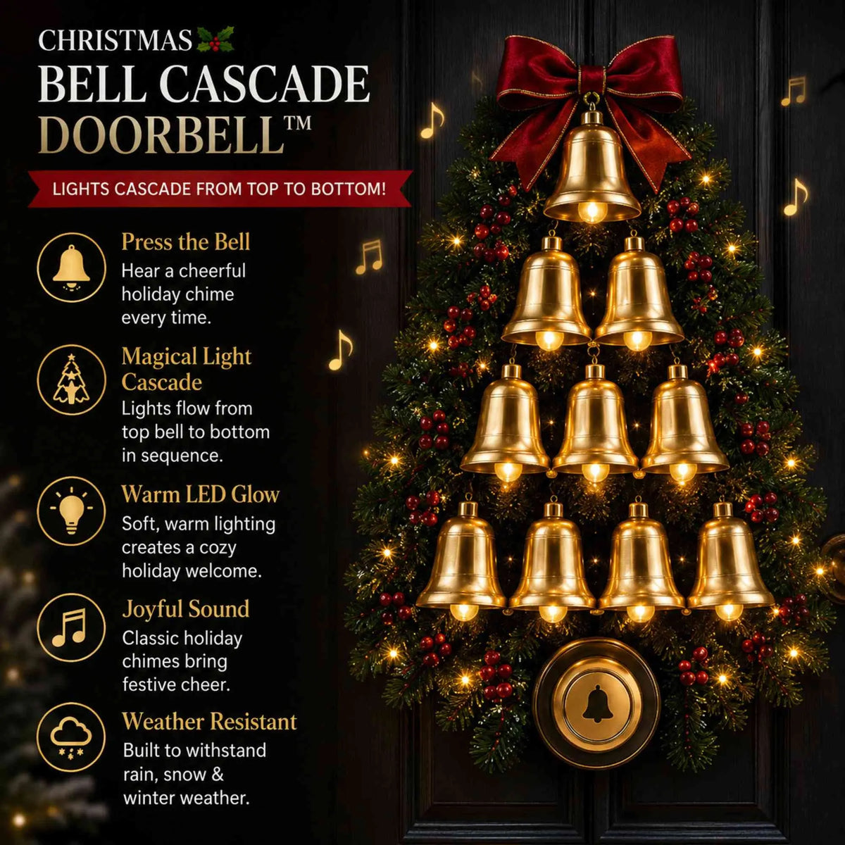 🔔 Christmas Bell Cascade Doorbell