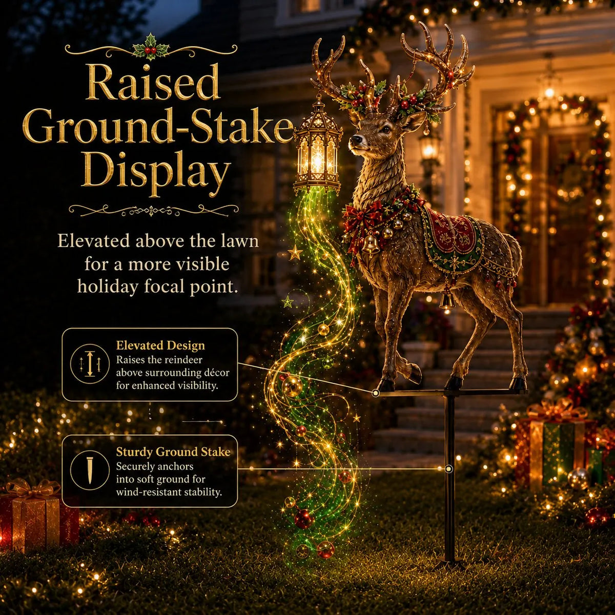 🎄🔥Light-Up Reindeer Lawn Stake, Festive Outdoor Christmas Decor