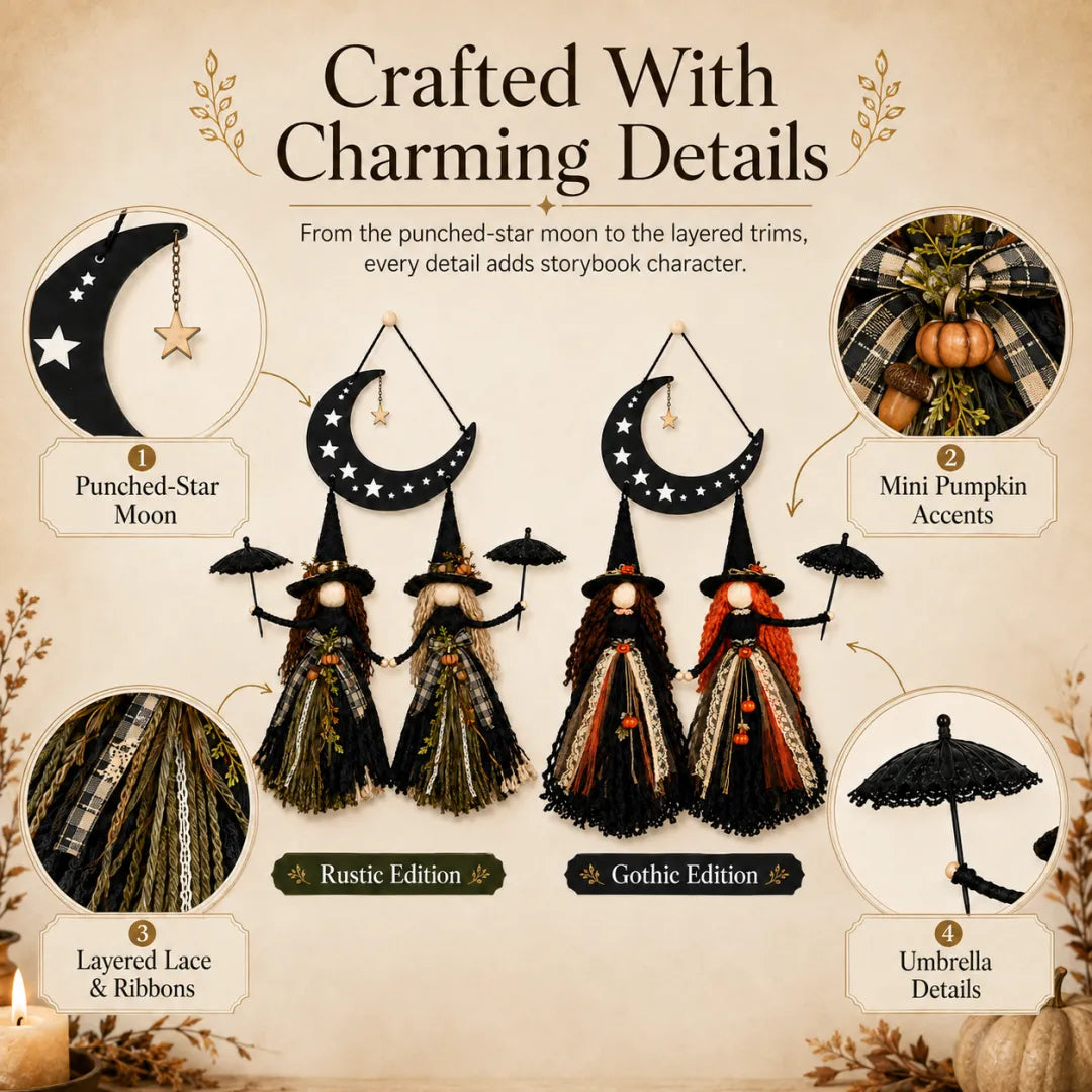 Moonlit Witch Sisters Wall Hanging