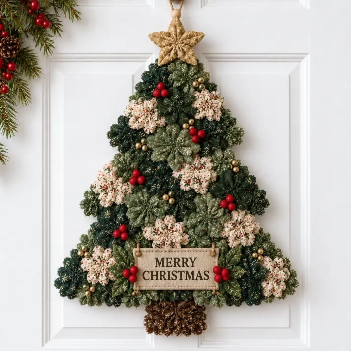 🎄✨Christmas Fabric Flower Door Hanging DIY Kit