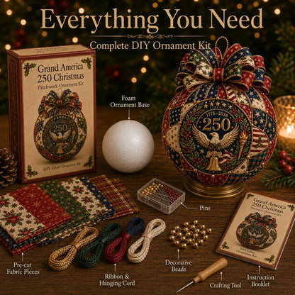 ❤️🎄 USA 250th Anniversary Christmas Patchwork Ornament DIY Kit