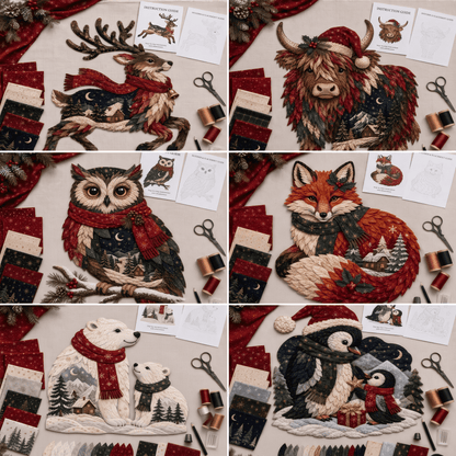 🎄🎅Christmas Woodland Wildlife DIY Patchwork Kit–✨Create a Festive Handmade Keepsake (📦Buy 2 Free Shipping)