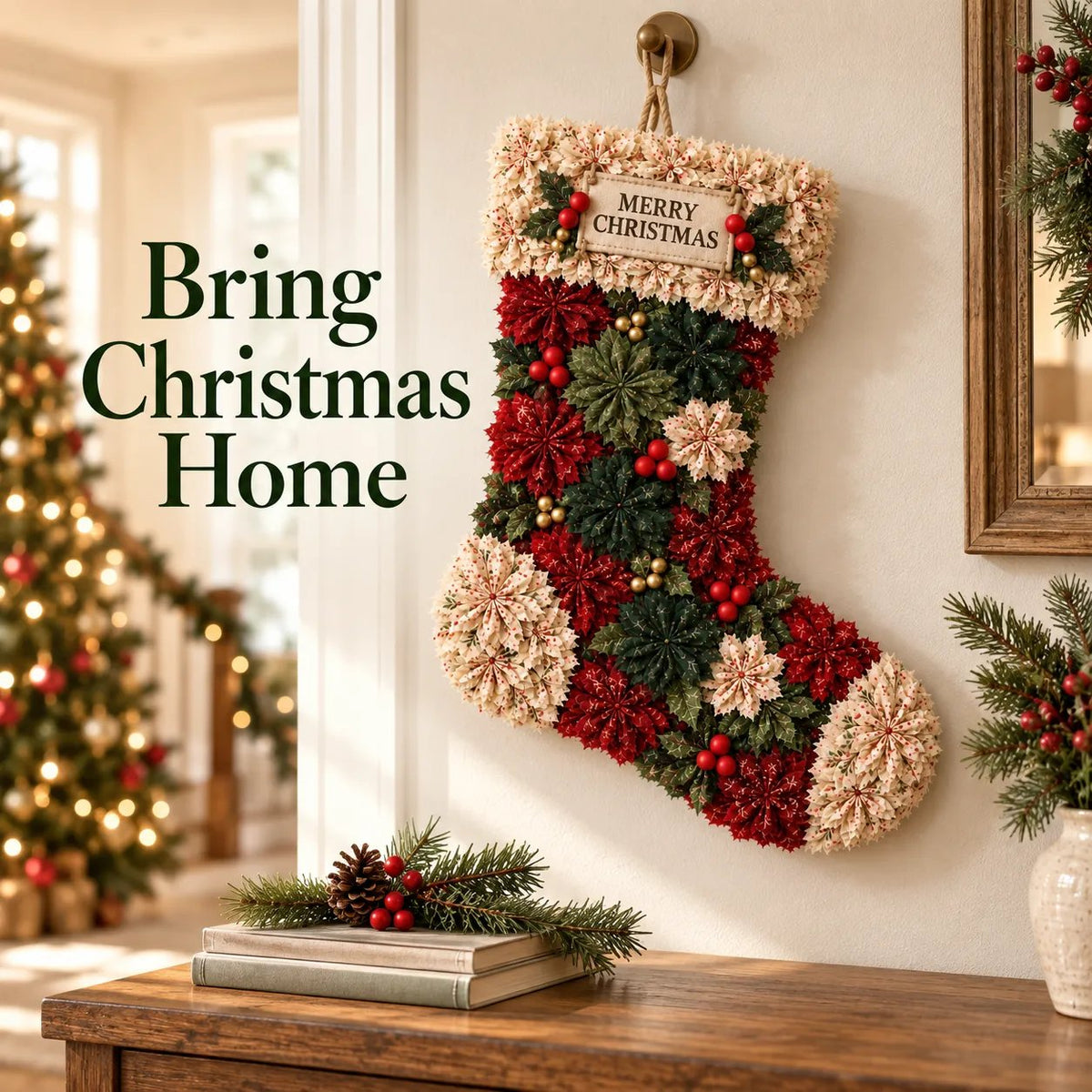 🎄✨Christmas Fabric Flower Door Hanging DIY Kit